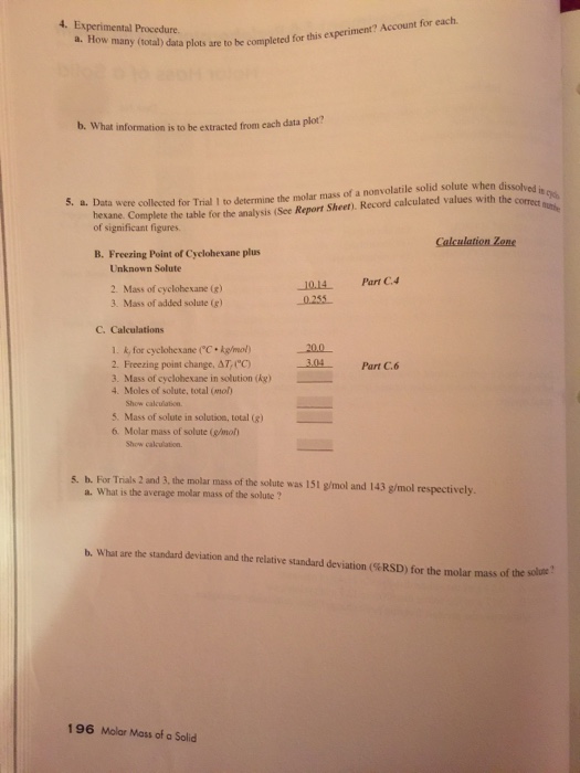 Solved Experiment Prelaboratory Assignment Molar Mass Of Chegg