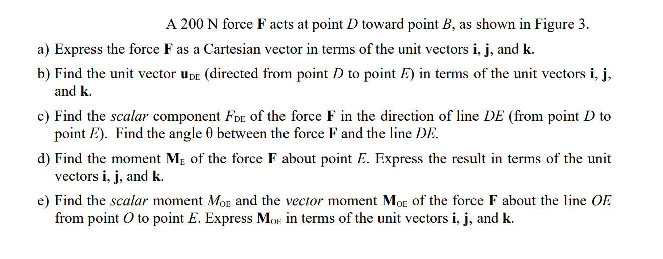 Solved A 200 N Force F Acts At Point D Toward Point B As Chegg