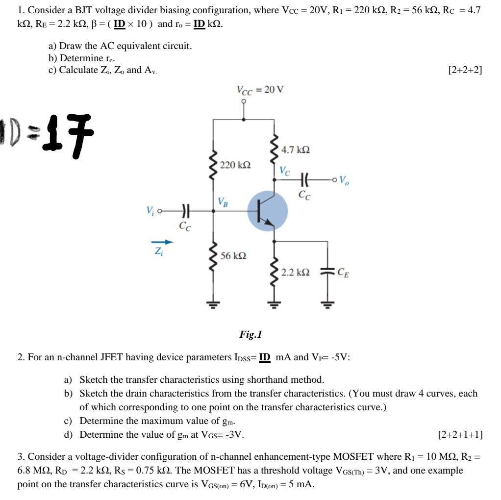 Solved Consider A Bjt Voltage Divider Biasing Chegg