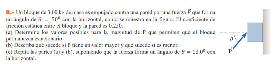 Solved Un Bloque De Kg De Masa Es Empujado Contra Chegg