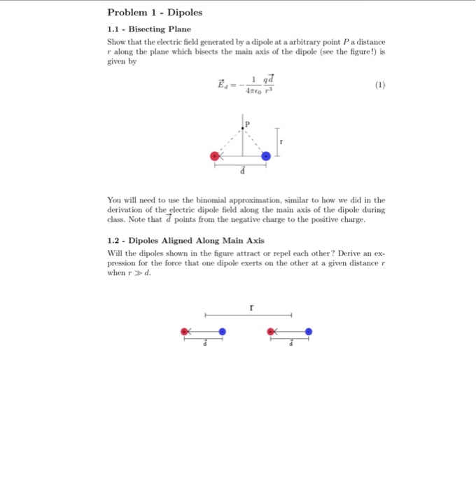 Solved Problem Dipoles Bisecting Plane Show That The Chegg