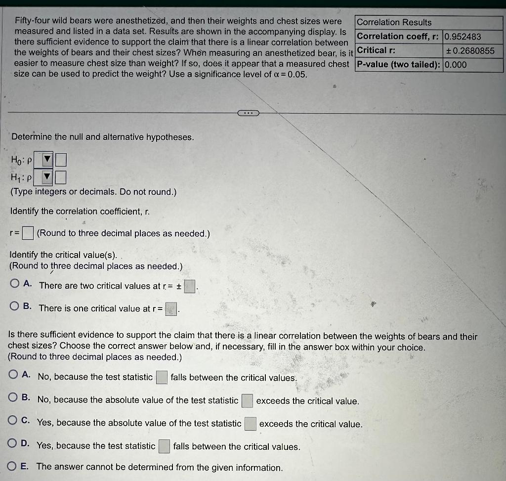 Solved Fifty Four Wild Bears Were Anesthetized And Then Chegg