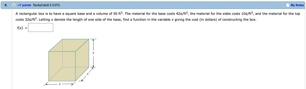 Solved A Rectangular Box Is To Have A Square Base And A Chegg