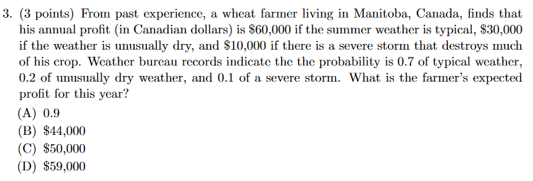 Solved Points From Past Experience A Wheat Farmer Chegg