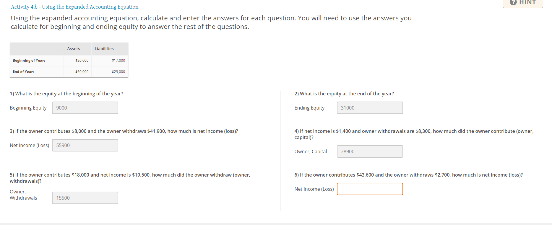 Activity B Using The Expanded Accounting Equation Chegg