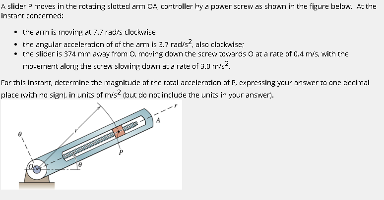 Solved A Slider P Moves In The Rotating Slotted Arm OA Chegg