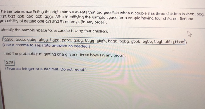 Solved He Sample Space Listing The Eight Simple Events That Chegg