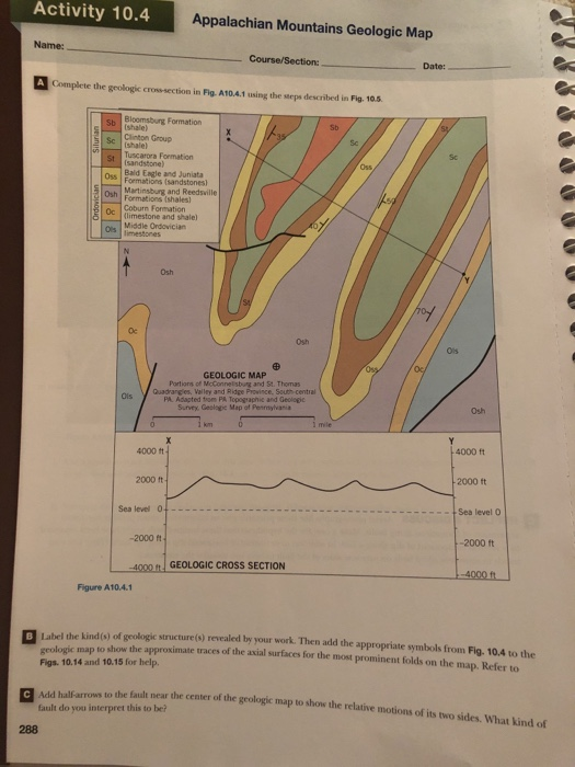 Solved Activity Appalachian Mountains Geologic Map Chegg