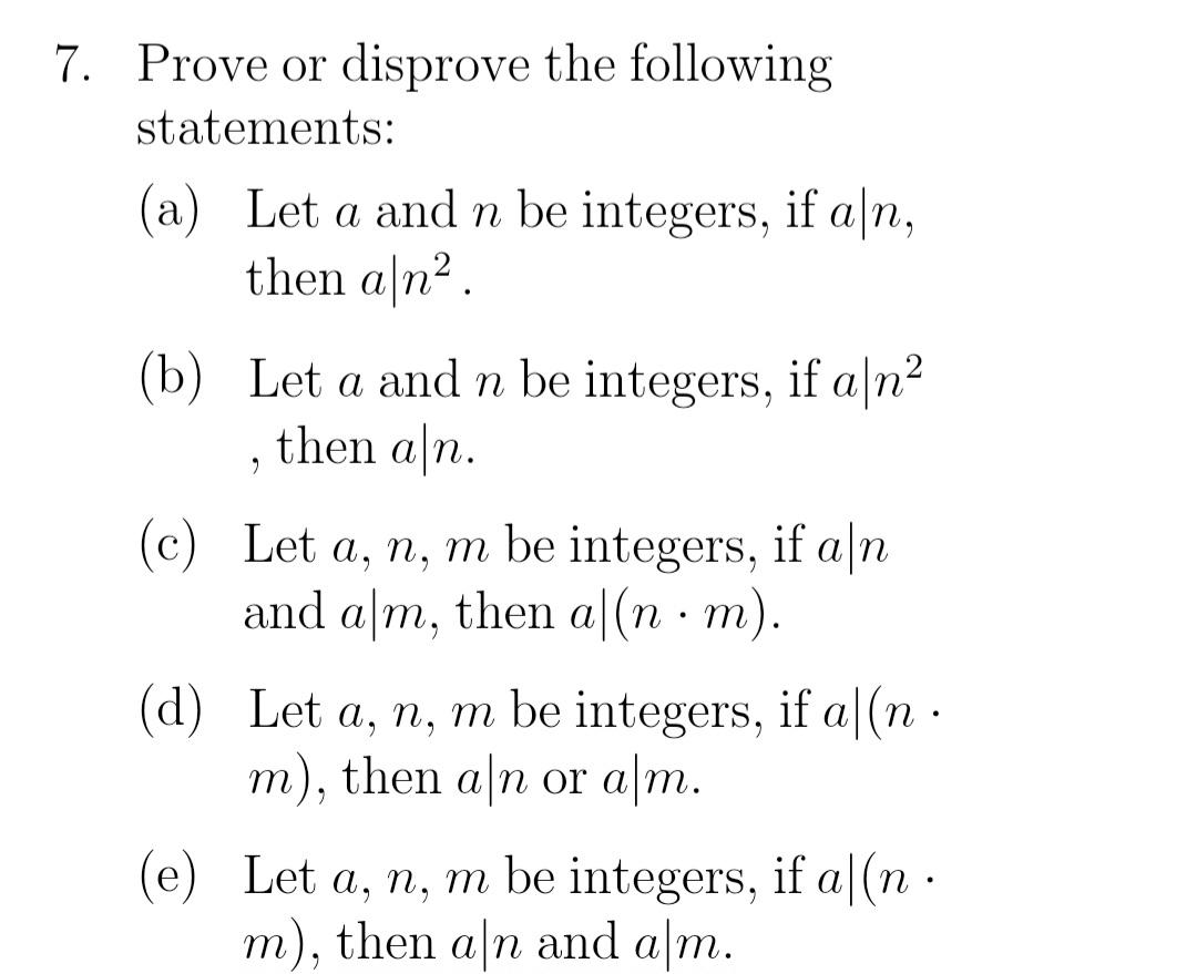 Solved Prove Or Disprove The Following Statements A Let A Chegg