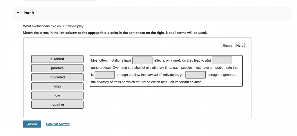 Solved What Evolutionary Role Do Mutations Play Match The Chegg