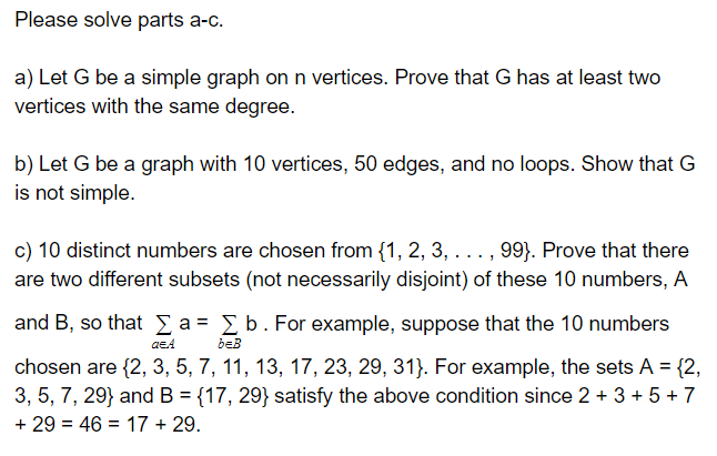 Solved Please Solve Parts A C A Let G Be A Simple Graph On Chegg