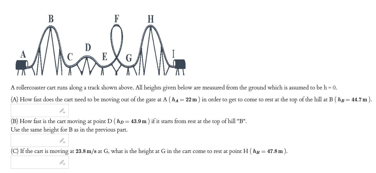 Solved A Rollercoaster Cart Runs Along A Track Shown Above Chegg