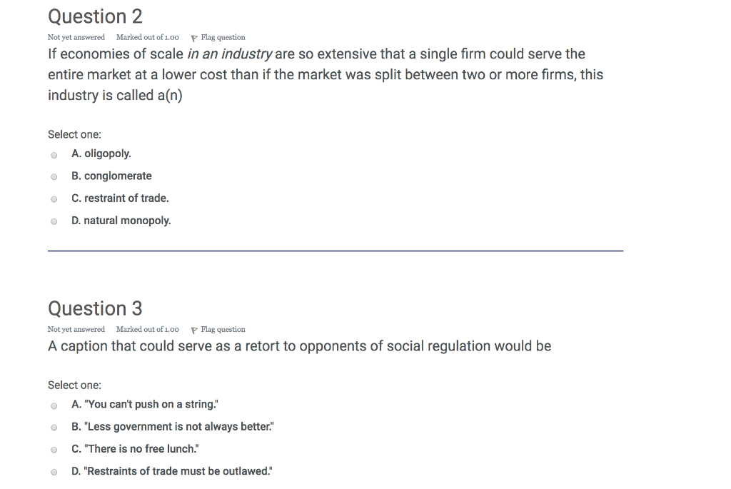 Solved Question 2 Not Yet Answered Marked Out Of 1 Oo P Flag Chegg