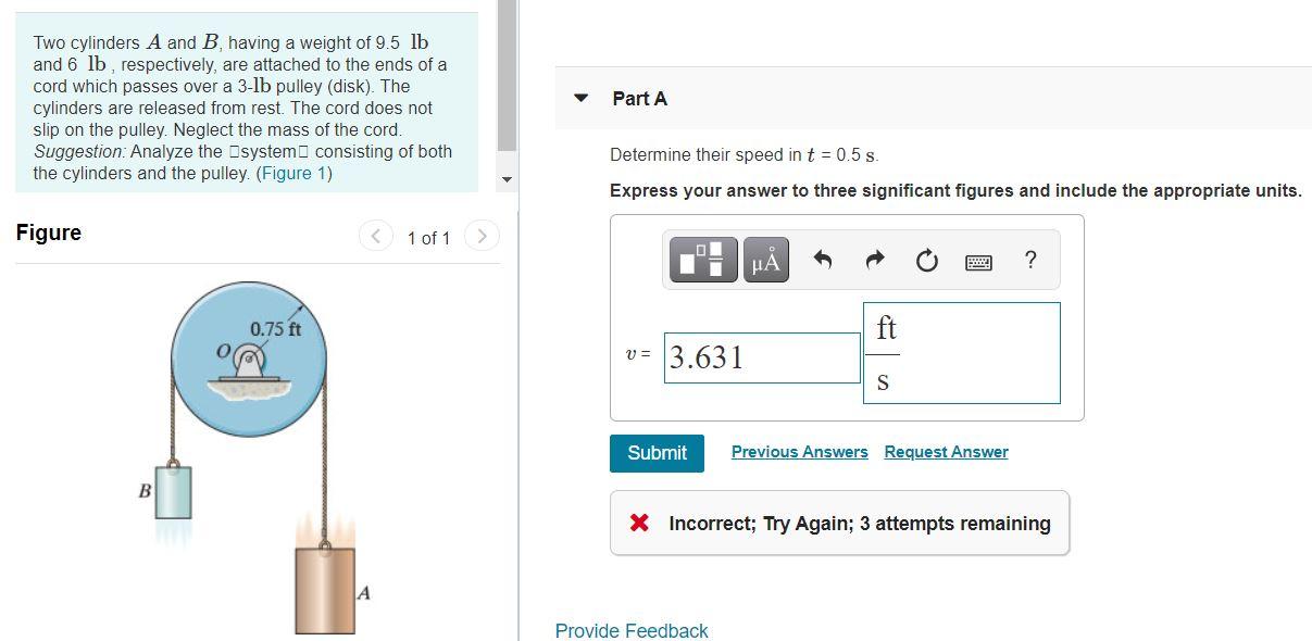 Solved Part A Two Cylinders A And B Having A Weight Of 9 5 Chegg