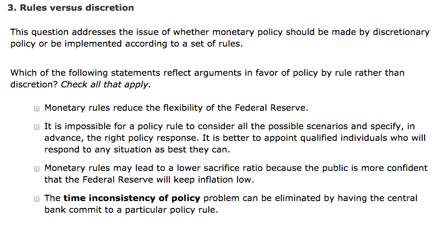 Solved Rules Versus Discretion This Question Addresses Chegg