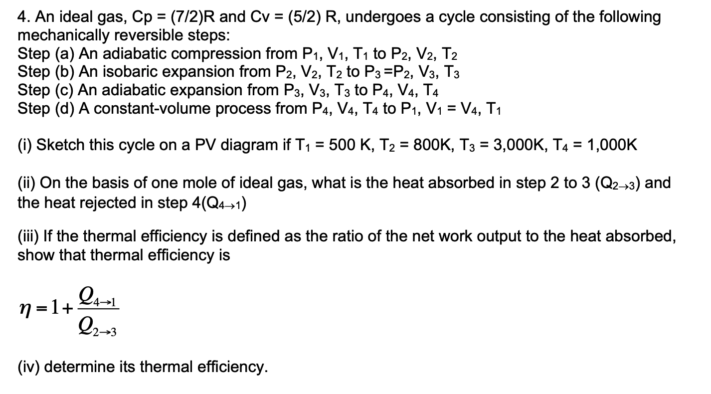 Solved An Ideal Gas Cp R And Cv R Chegg