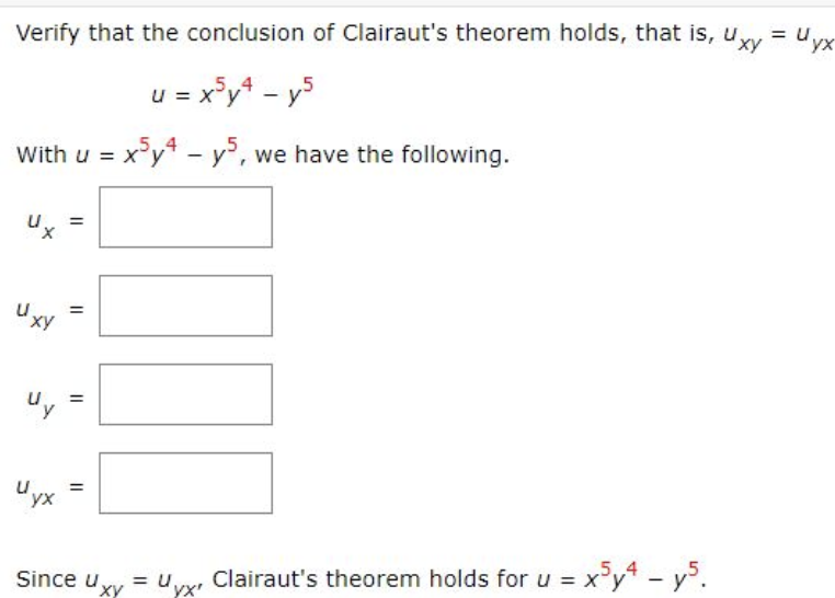 Solved Verify That The Conclusion Of Clairaut S Theorem Chegg