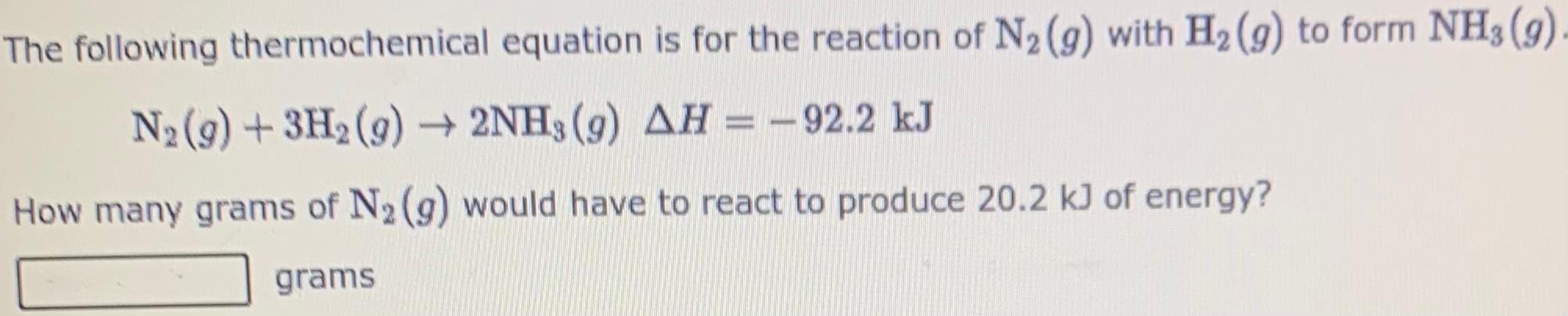 Solved The Following Thermochemical Equation Is For The