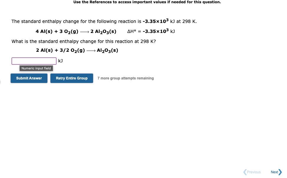 Solved 4Al s 3O2 g 2Al2O3 s ΔH 3 35103 kJ hat is the Chegg