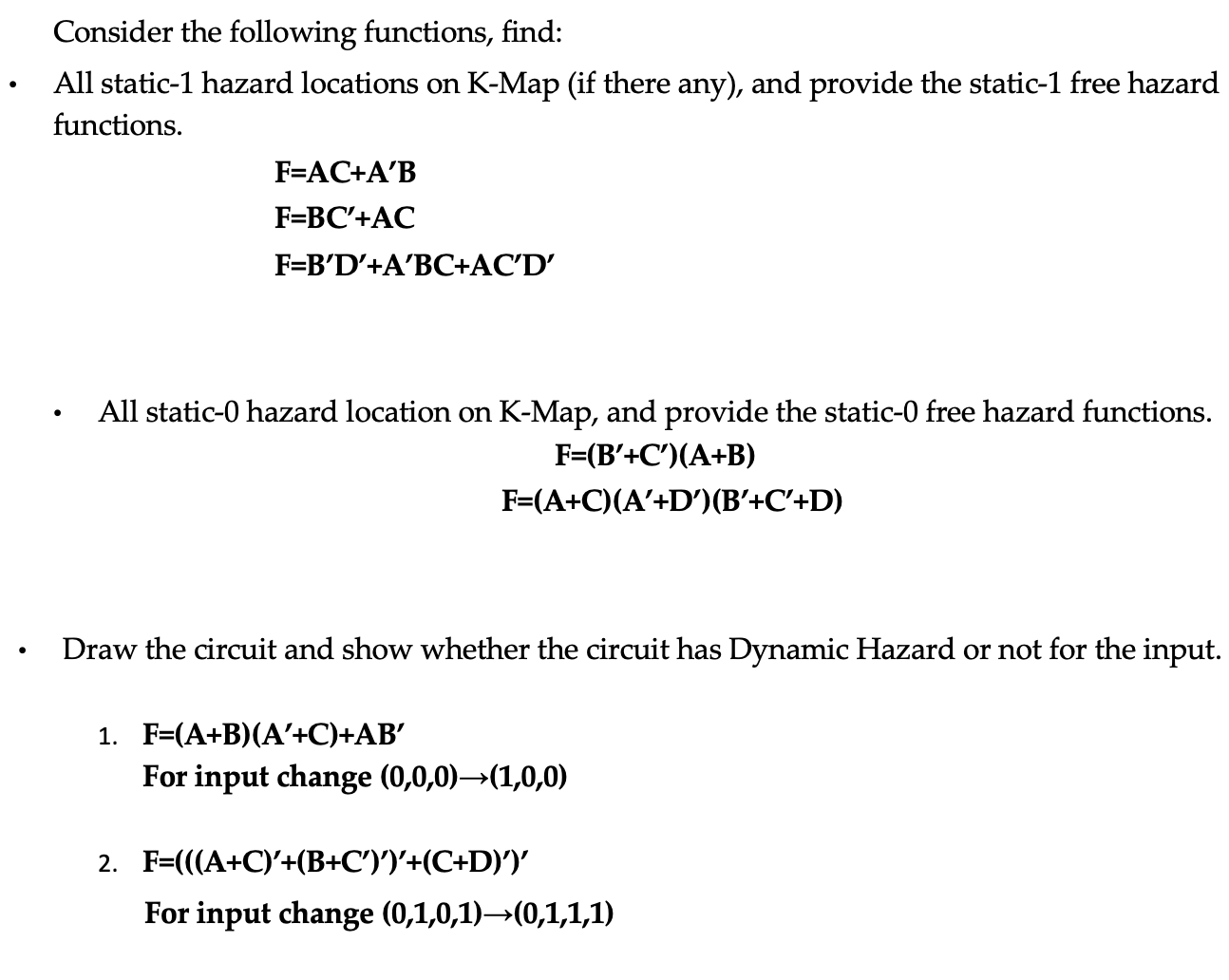 Solved Consider The Following Functions Find All Static Chegg