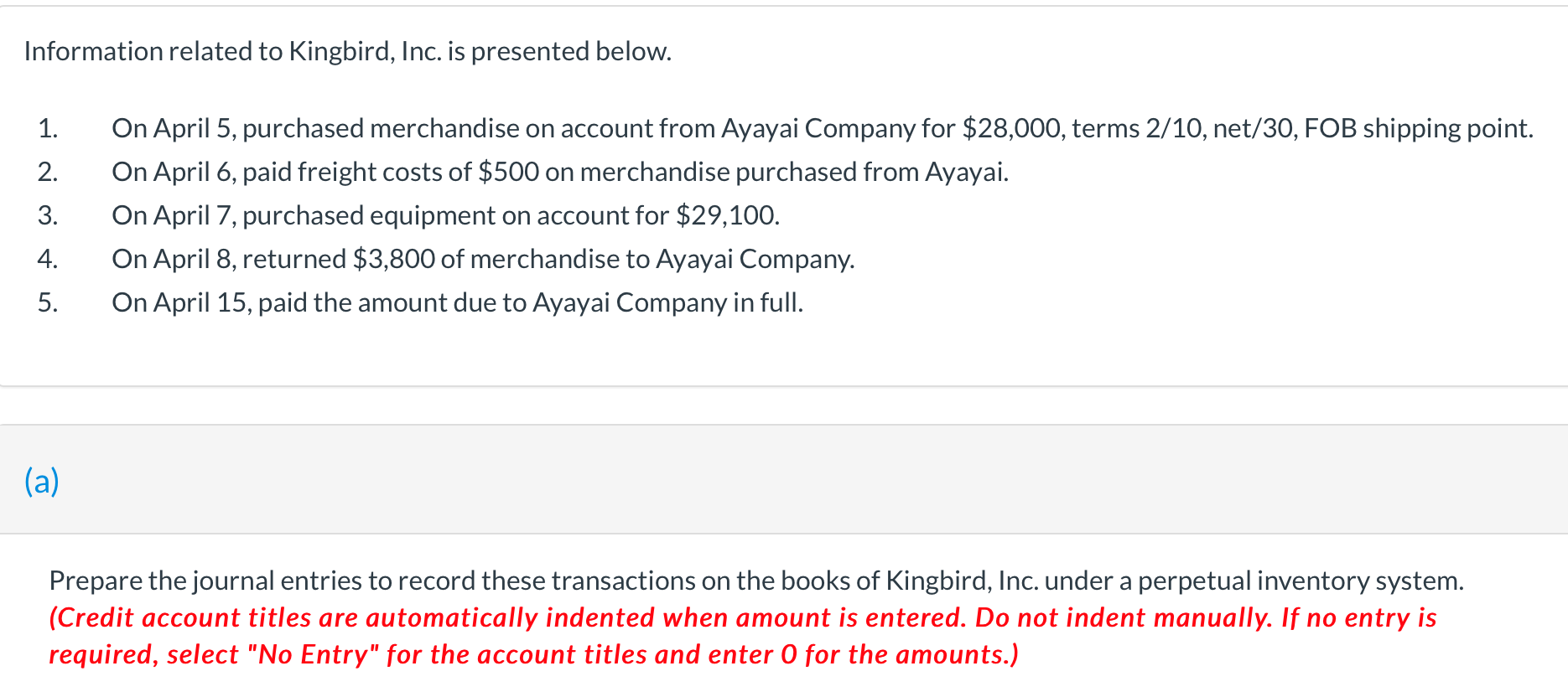 Solved Information Related To Kingbird Inc Is Presented Chegg