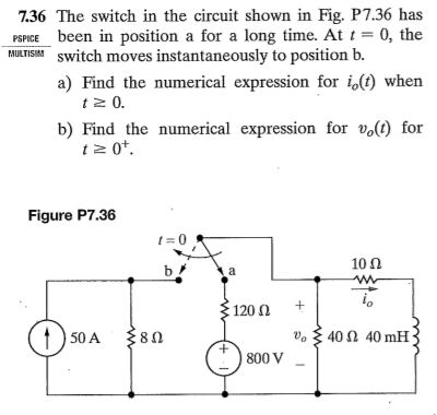 Solved The Switch In The Circuit Shown In Fig P Chegg