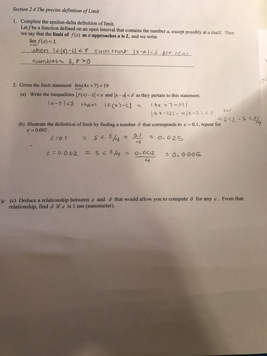 Solved Complete The Epsilon Delta Definition Of Limit Let Chegg