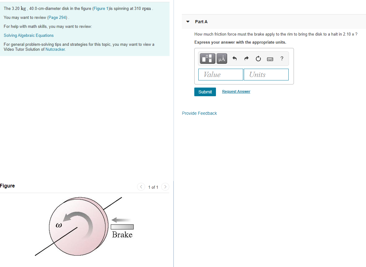 Solved The 3 20 Kg 40 0 Cm Diameter Disk In The Figure Chegg