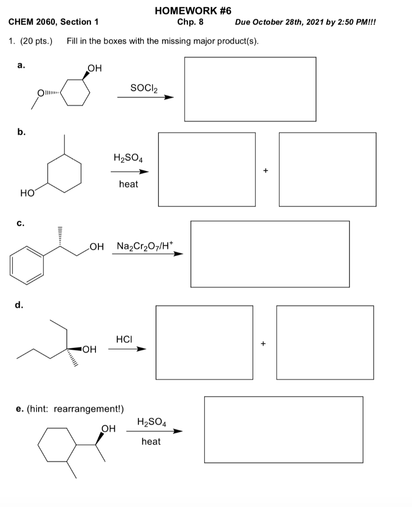 Solved CHEM 2060 Section 1 HOMEWORK 6 Chp 8 Due October Chegg