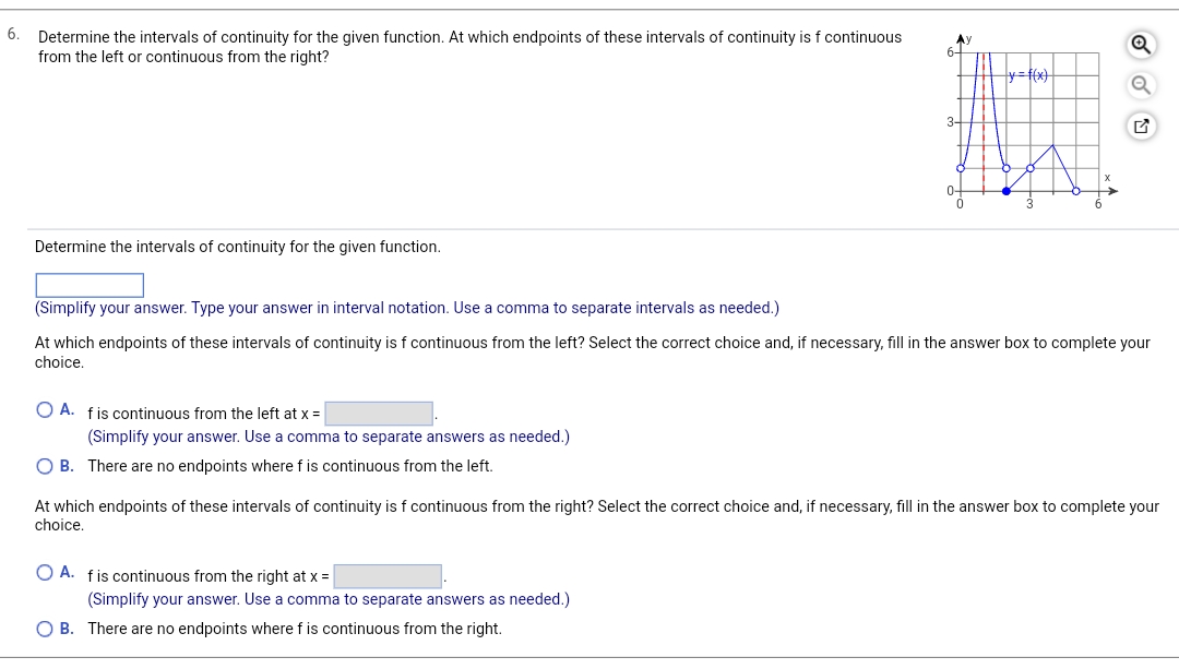 Solved Determine The Intervals Of Continuity For The Given Chegg