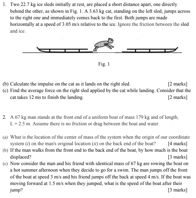 Solved 1 Two 22 7 Kg Ice Sleds Initially At Rest Are Chegg