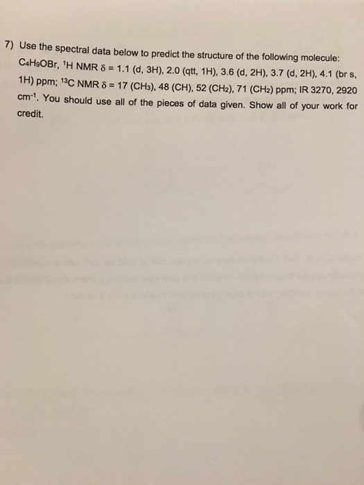 Solved Use The Spectral Data Below To Predict The Structure Chegg