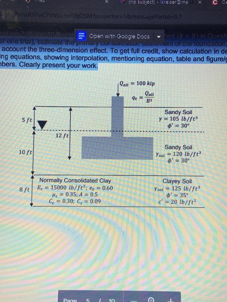 Solved Question A Square Foundation B B Has To Chegg