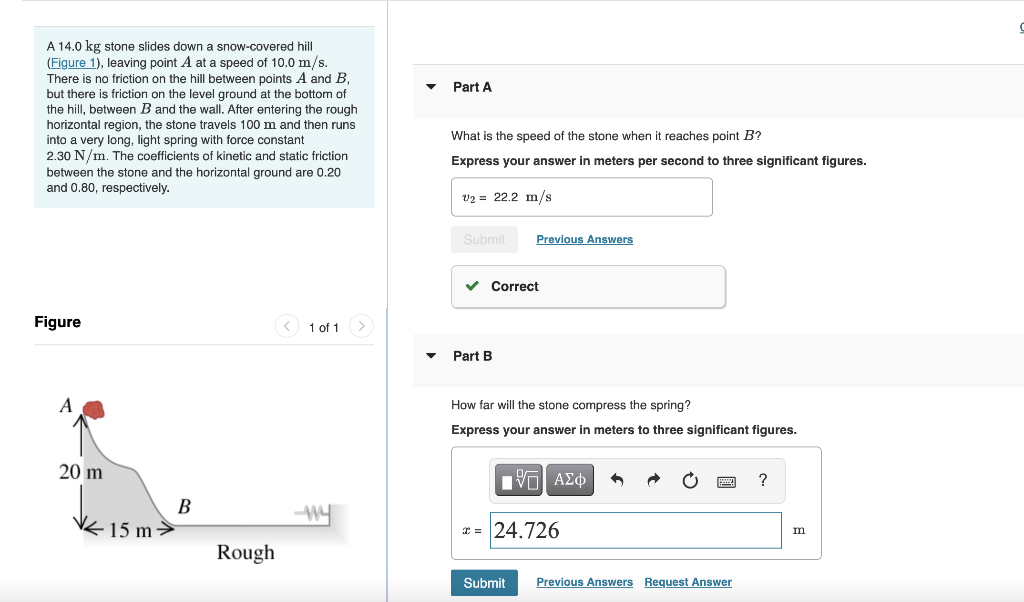 Solved Part A A Kg Stone Slides Down A Snow Covered Chegg