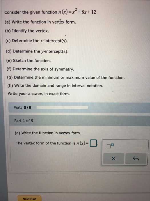 Solved Consider The Given Function N X X 8x 12 A Chegg