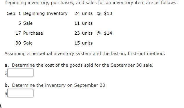 Solved Beginning Inventory Purchases And Sales For An Chegg