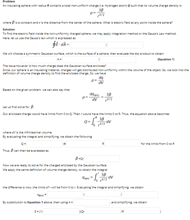 Solved A Problem An Insulating Sphere With Radius R Chegg