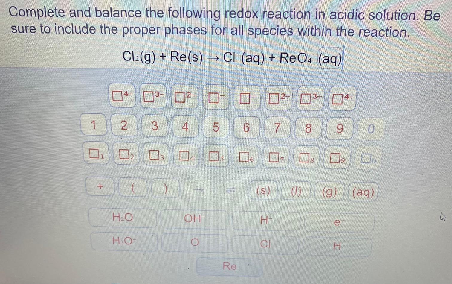 Solved Complete And Balance The Following Redox Reaction In Chegg