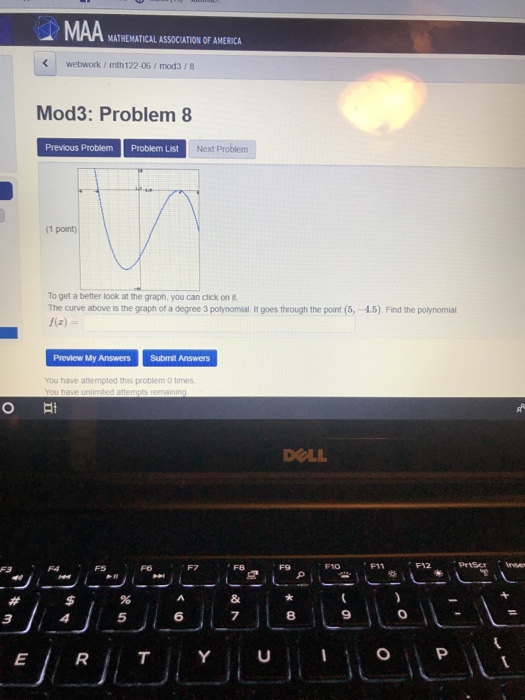 Solved Mathematical Association Of America Webwork Mth Chegg