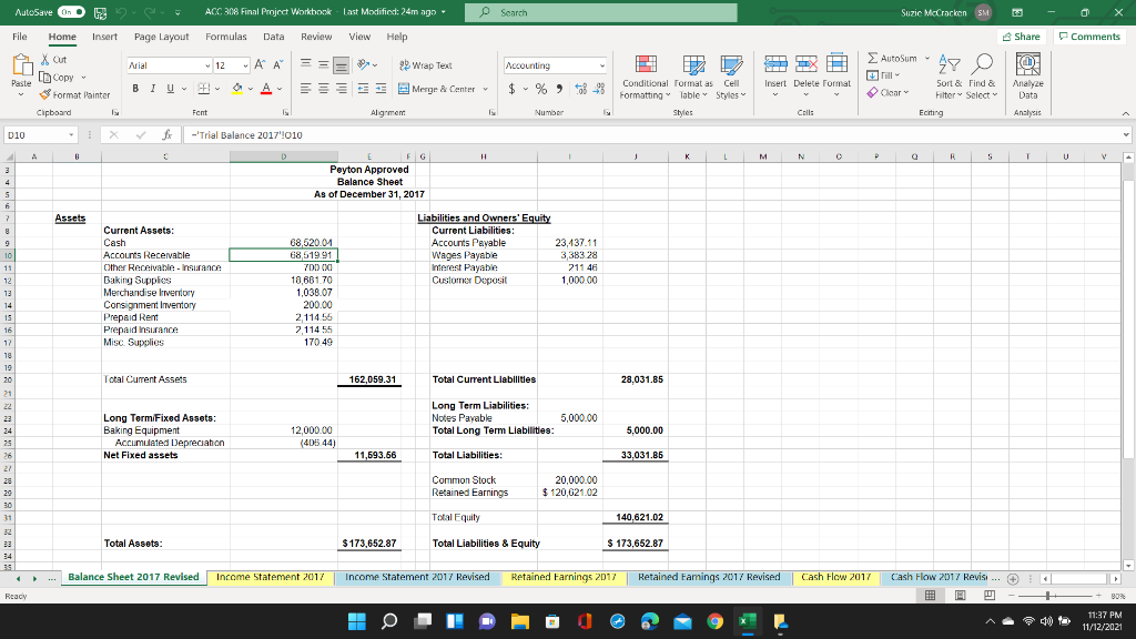 Solved AutoSave On ACC 308 Final Project Workbook Last Chegg