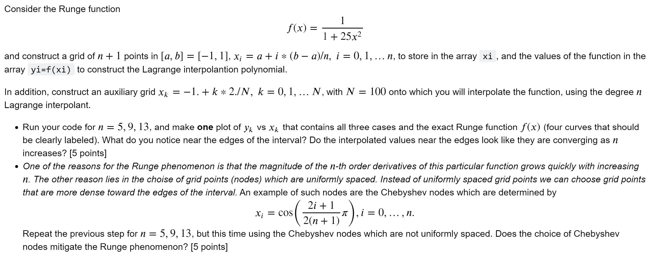 Consider The Runge Function F X X And Chegg