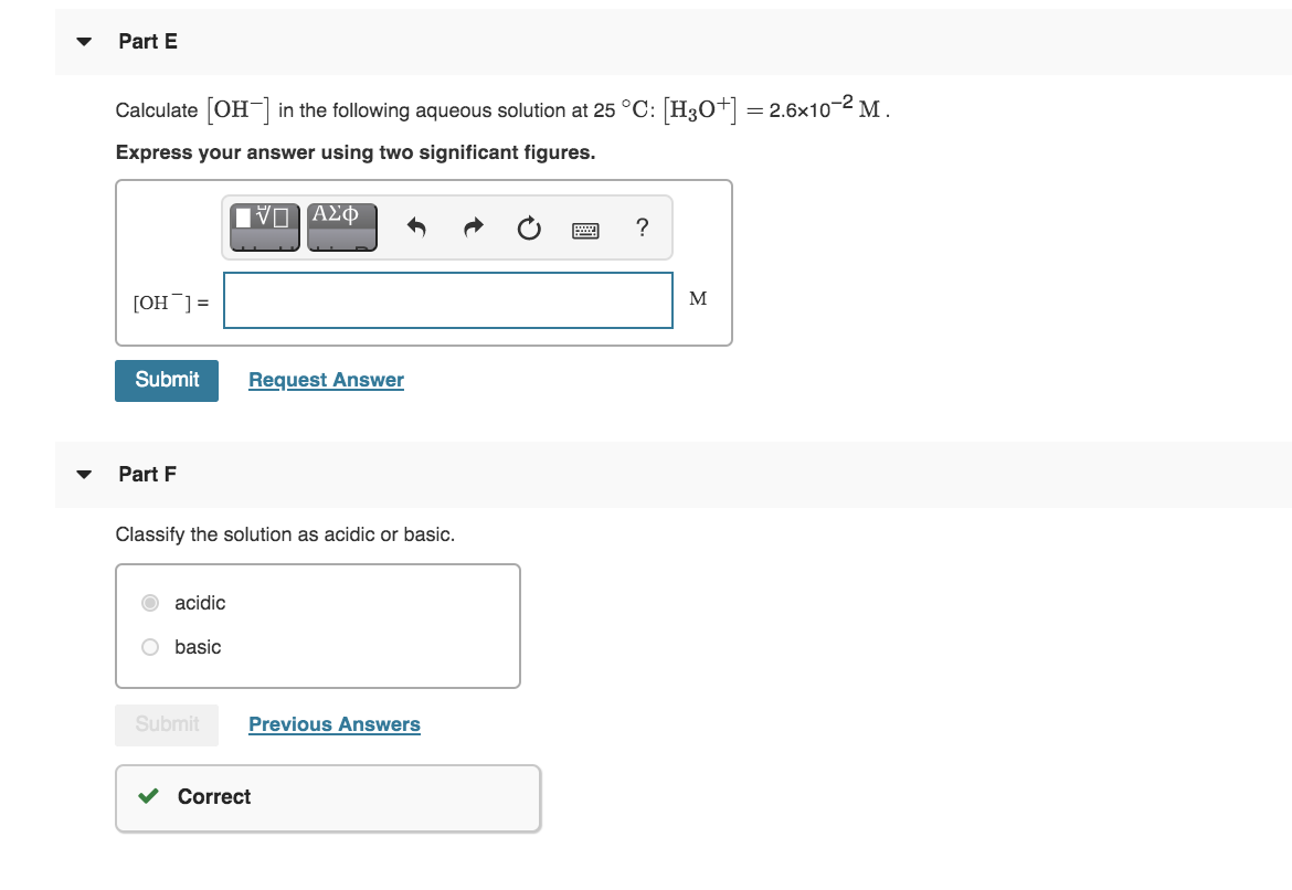 Solved Part A Calculate Oh In The Following Aqueous Chegg