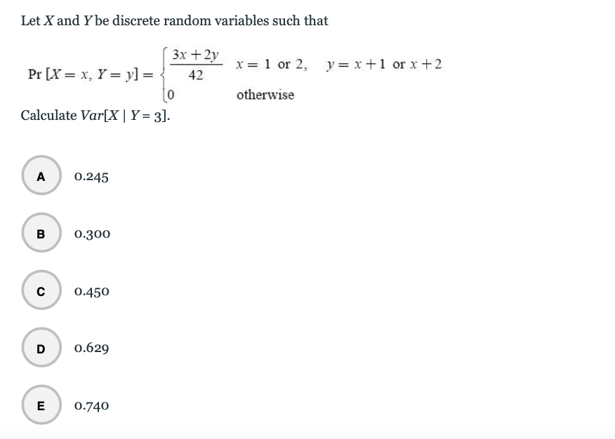 Solved Let X And Y Be Discrete Random Variables Such That X Chegg