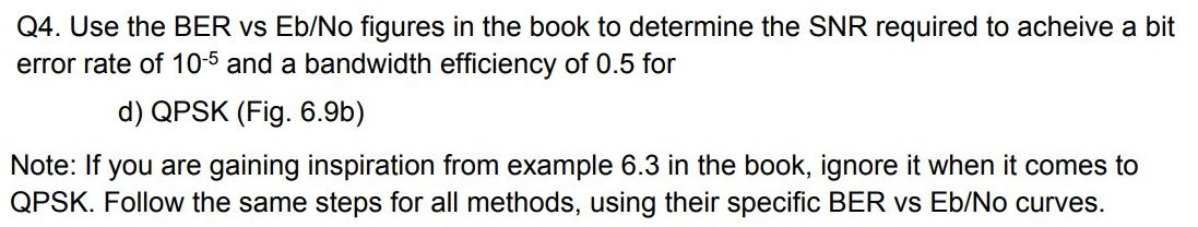 Solved Q4 Use The BER Vs Eb No Figures In The Book To Chegg