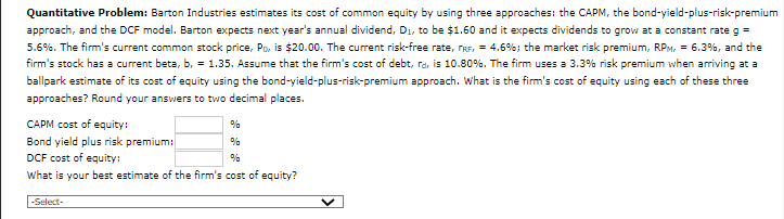 Solved Quantitative Problem Barton Industries Estimates Its Chegg