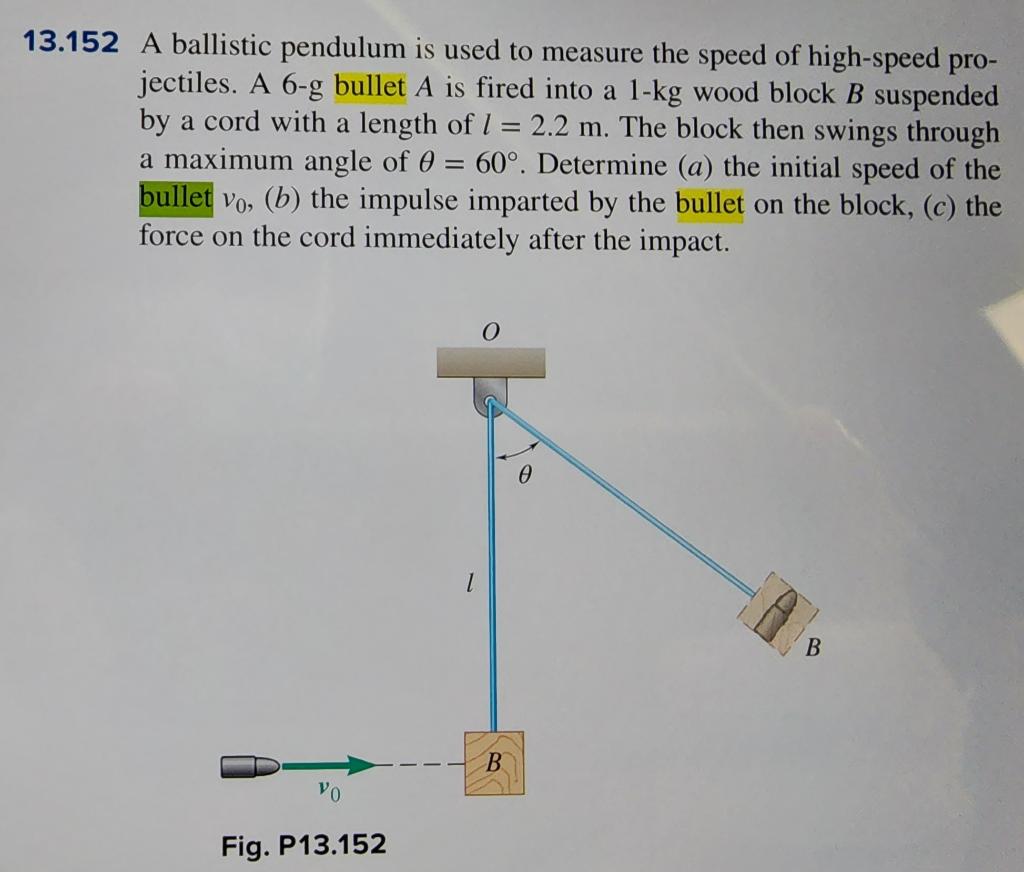 Solved A Ballistic Pendulum Is Used To Measure The Speed Chegg