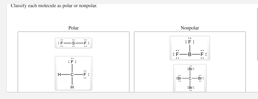 Solved Classify Each Molecule As Polar Or Nonpolar Polar Chegg