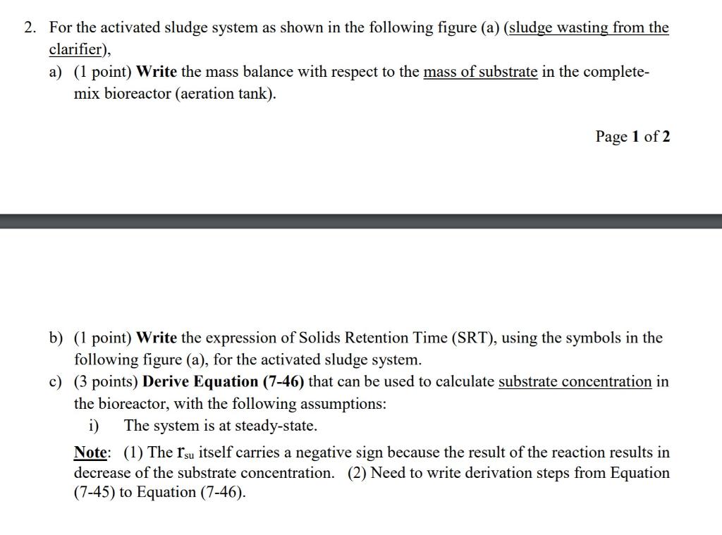 Solved Activated Sludge System And Load Based Design Chegg