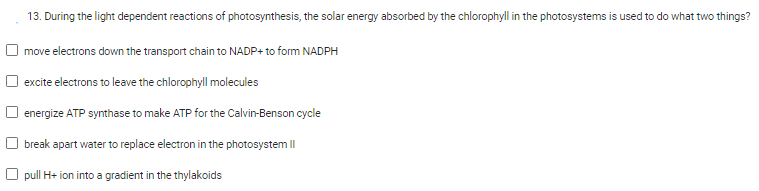 Solved During The Light Dependent Reactions Of Chegg