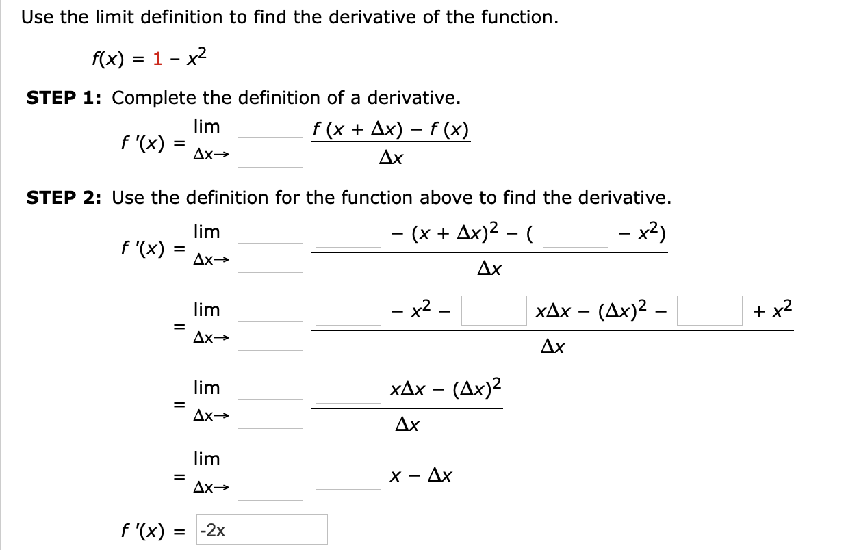 Solved Use The Limit Definition To Find The Derivative Of Chegg